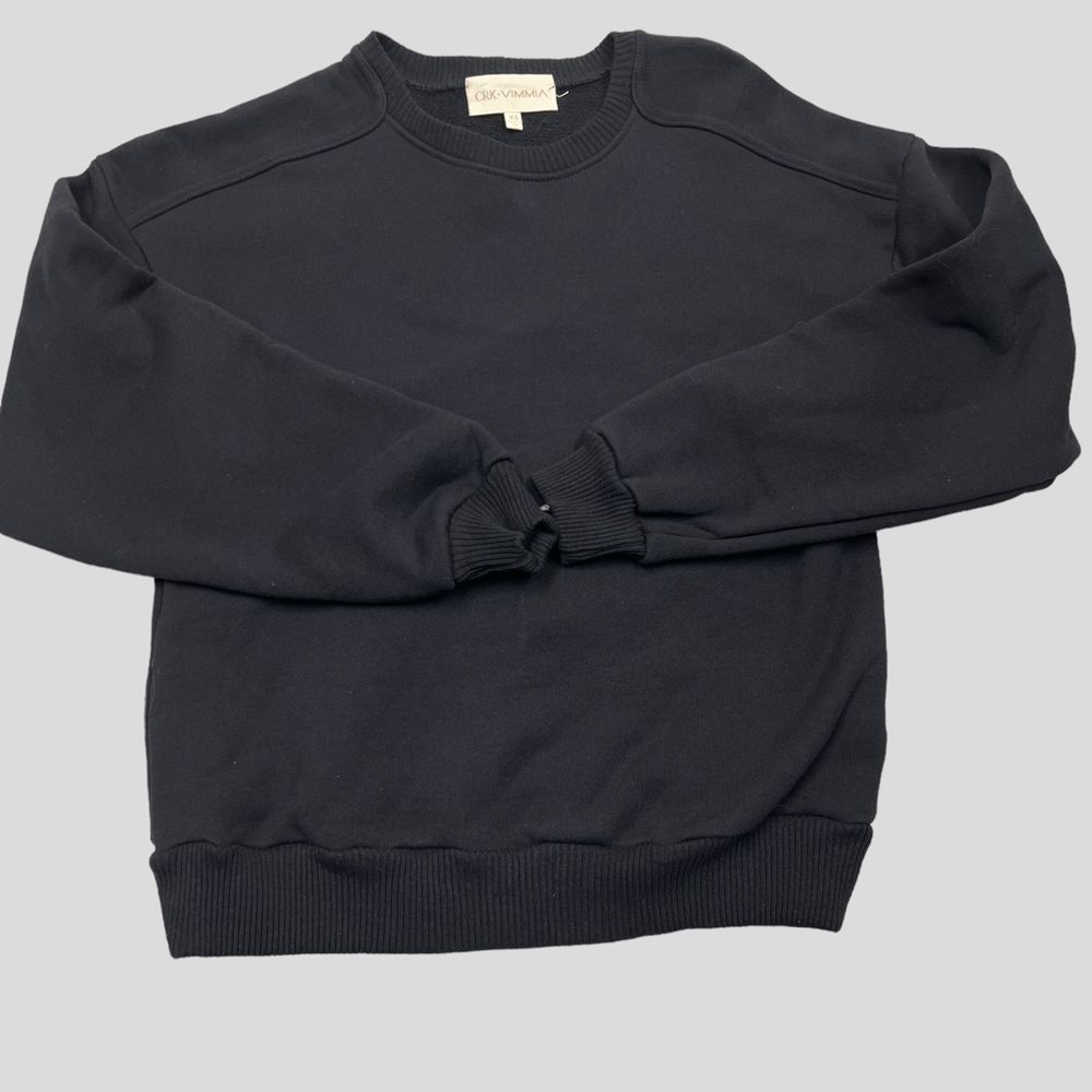 Revolve CRK VIMMIA Sweatshirt Women Black XS Heavy Crew Neck Rib Sleeves‎ Stevie